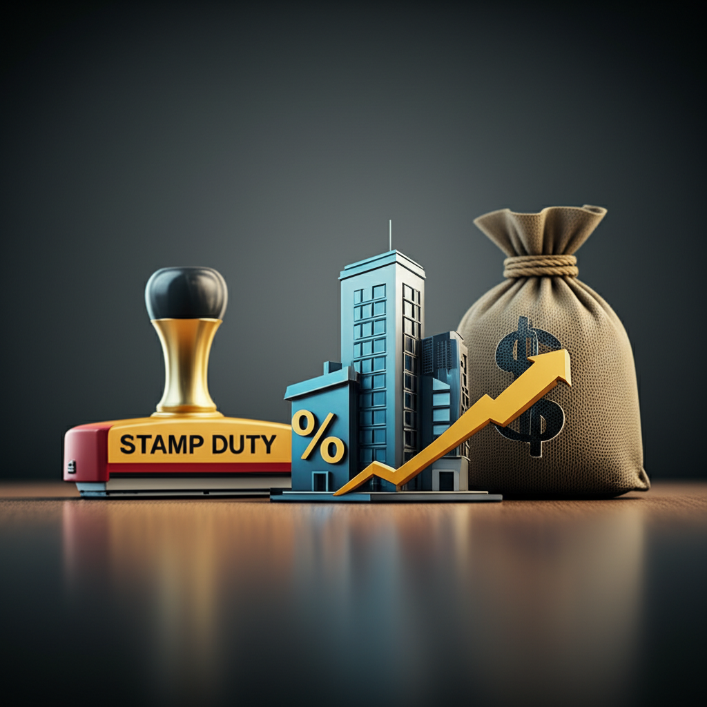Icons representing the main taxes for real estate investors in Sri Lanka.