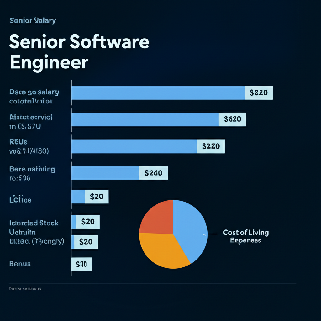 Infographic showing a typical Silicon Valley tech salary breakdown.