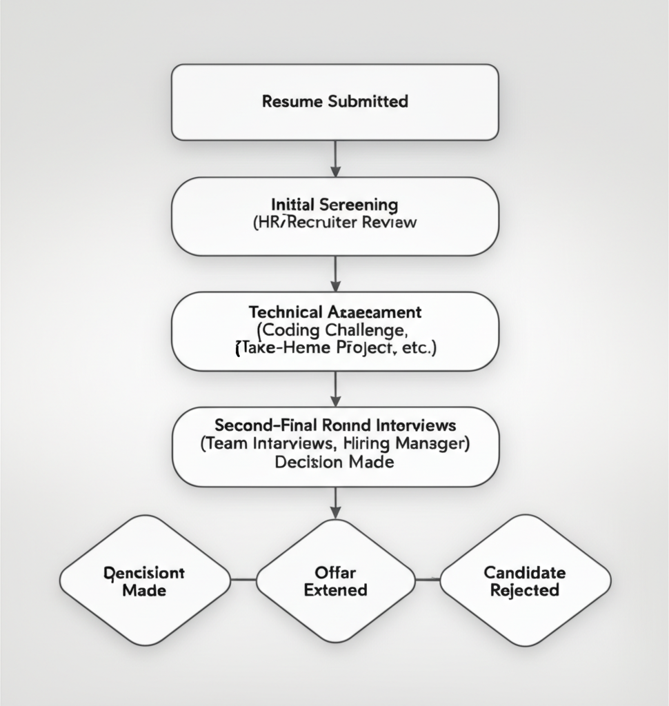 Flowchart of the Silicon Valley tech hiring process.