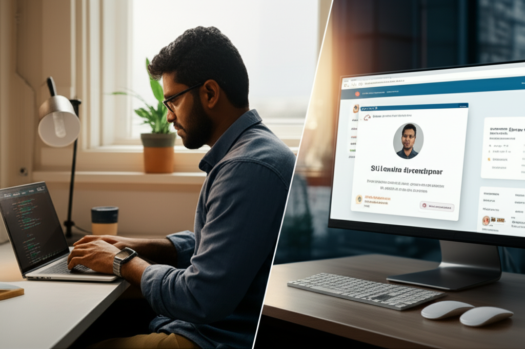 A Sri Lankan developer building their professional profile online to attract US recruiters.