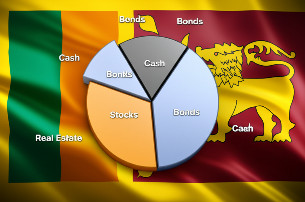 Pie chart showing a diversified investment portfolio for a Sri Lankan investor.