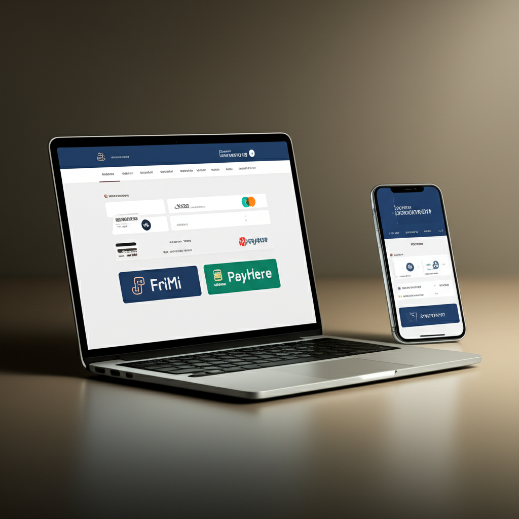 E-commerce checkout page showing FriMi, PayHere, card and cash on delivery options
