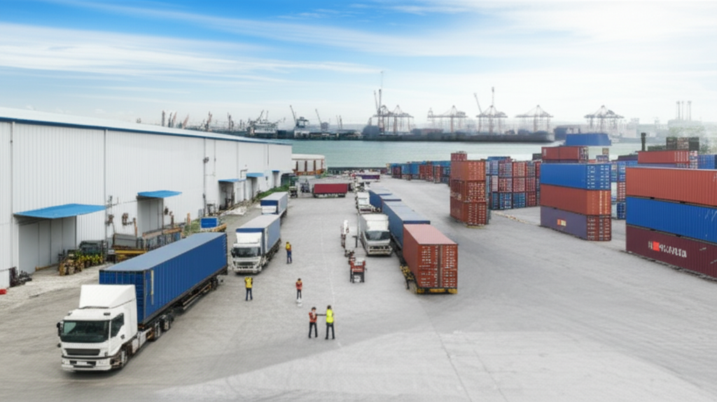 Logistics workers managing inventory and shipments at a Sri Lankan warehouse and distribution hub