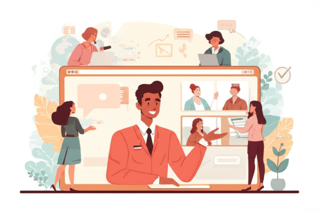 Sri Lankan candidate in a remote video interview with an international hiring panel