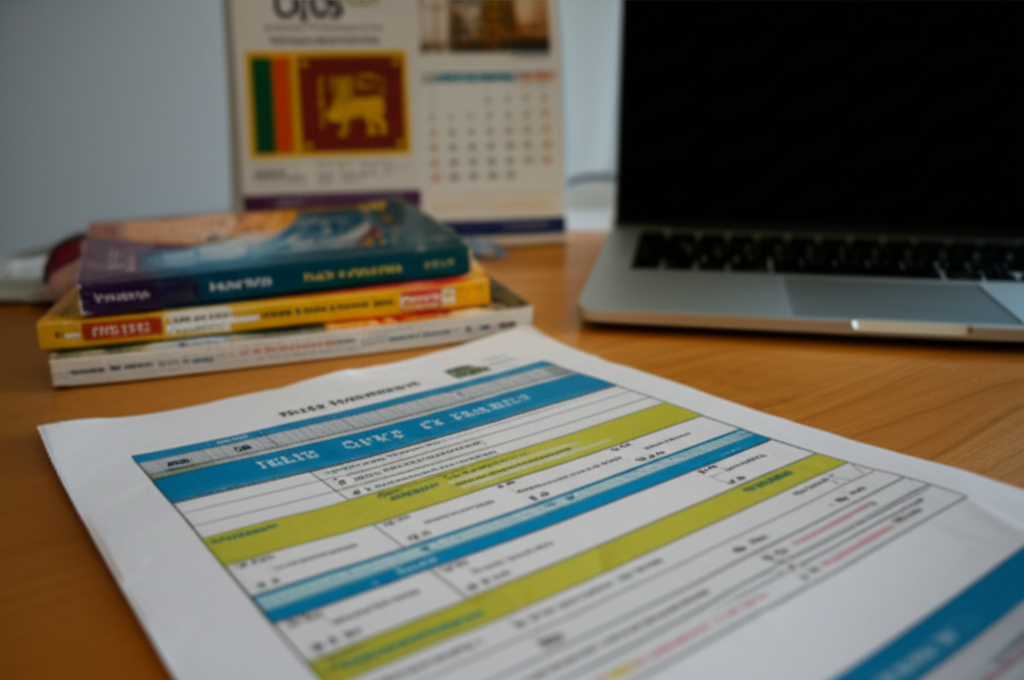 Organised IELTS study desk with timetable, books, and online practice materials