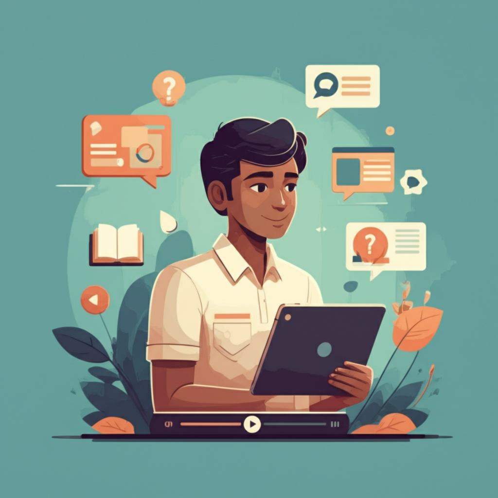 A student engaging with an online learning platform on a tablet for O/L and A/L studies.