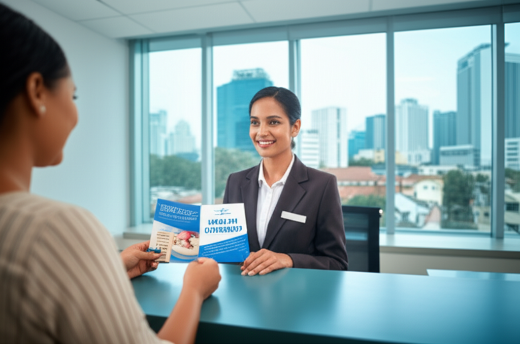 The welcoming and efficient reception area of a major hospital in Colombo.