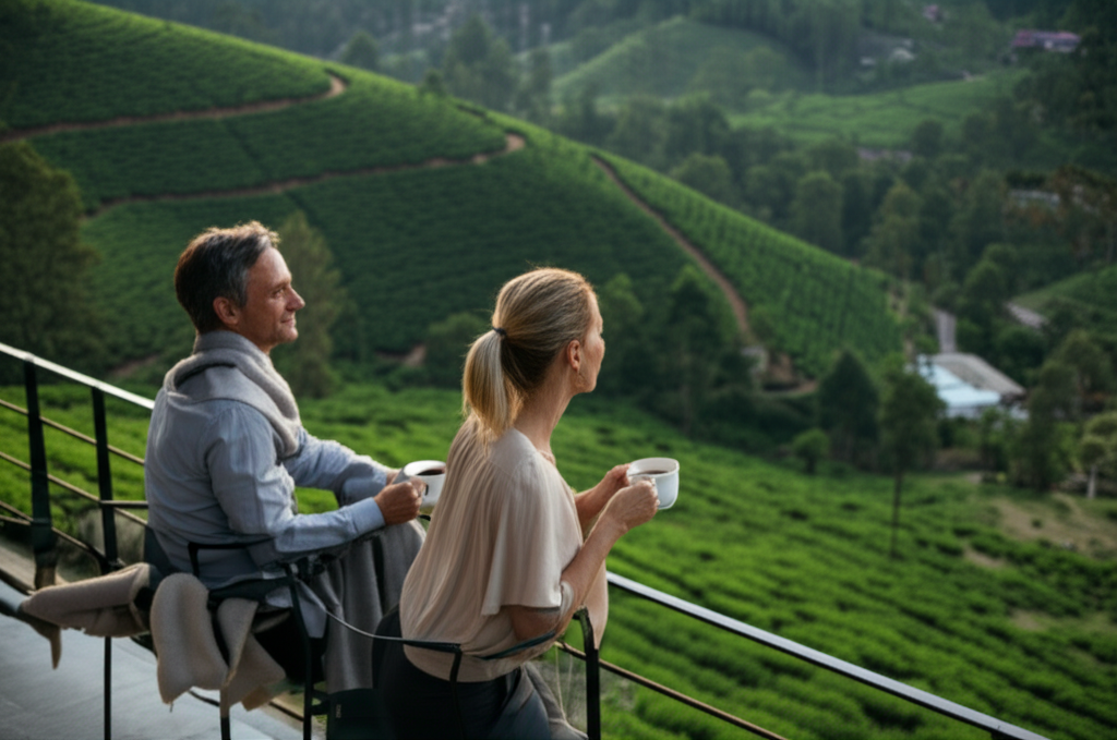 A couple enjoying the peaceful lifestyle of a long-term resident in Sri Lanka.