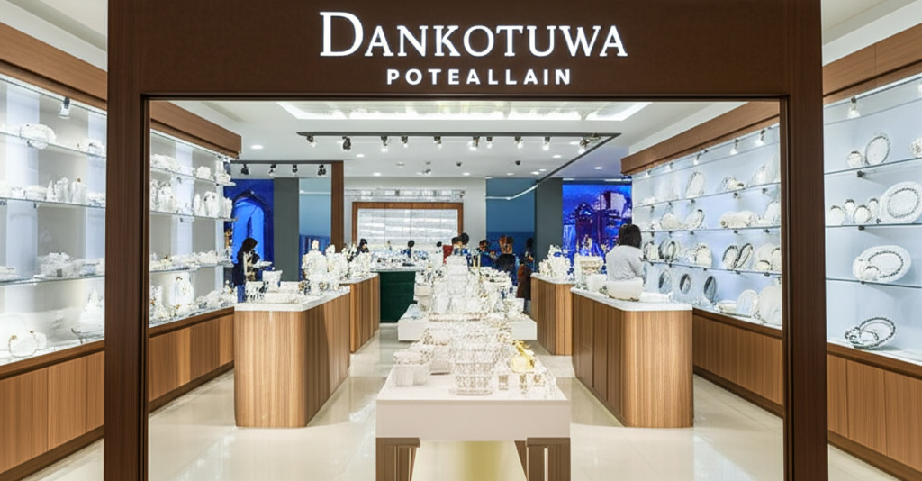 The bustling and successful modern showroom of Dankotuwa Porcelain.