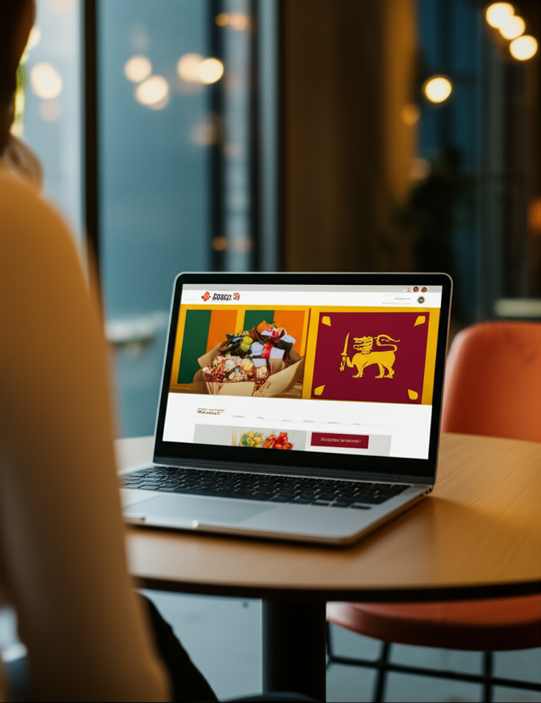 Using a laptop to buy a gift from Daraz.lk for delivery within Sri Lanka.