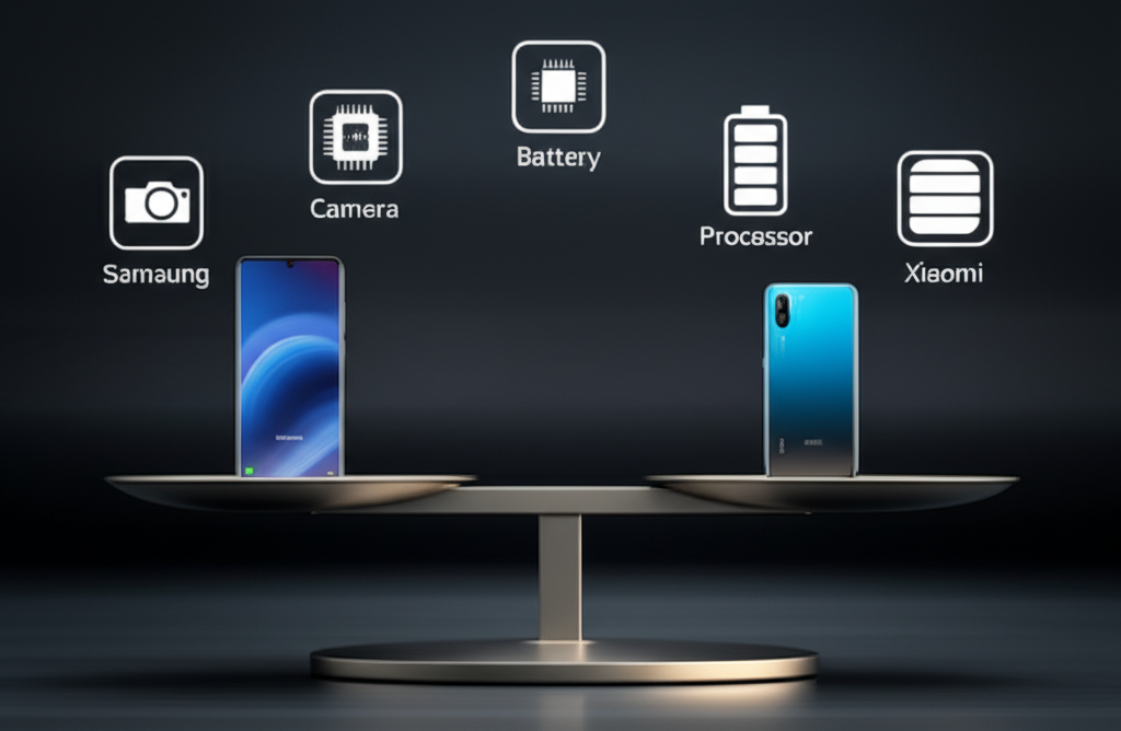 A head-to-head feature comparison between Samsung and Xiaomi budget phones.