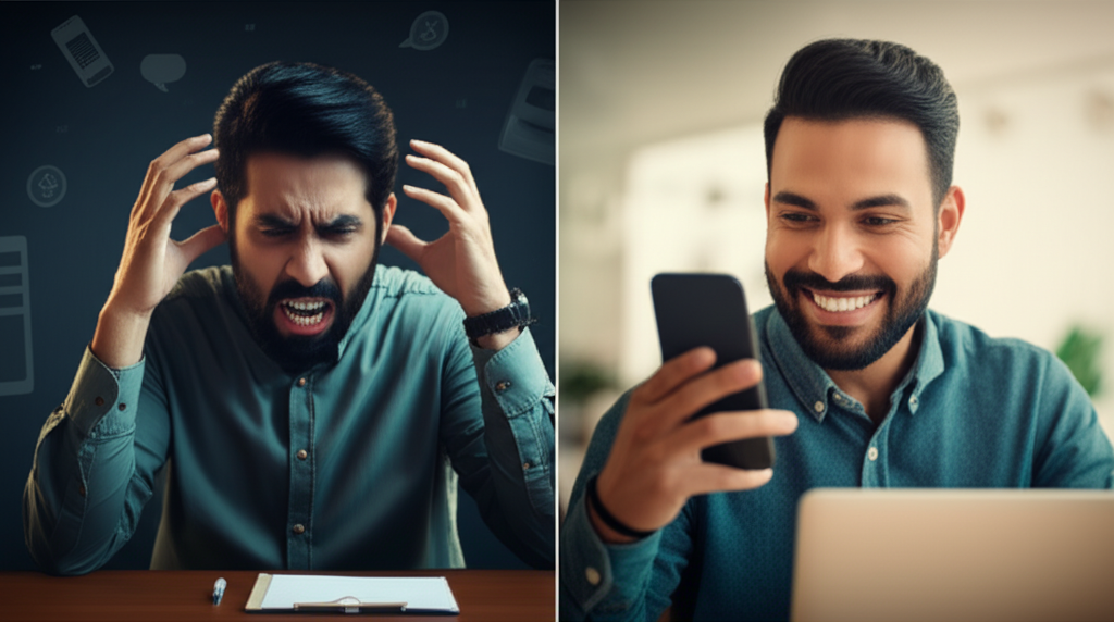 A comparison of good vs bad website design for a Gampaha business.