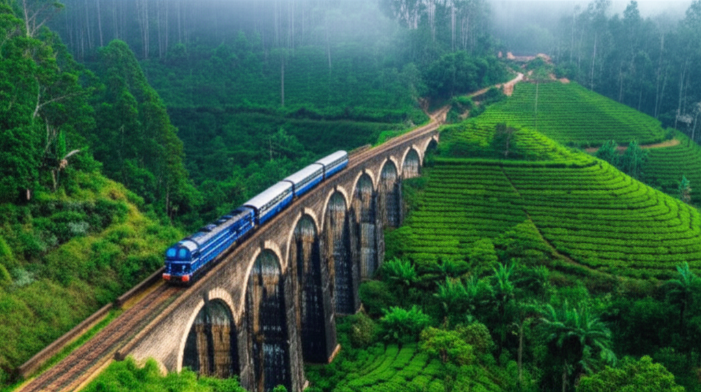 The famous Nine Arch Bridge in Ella, nestled in Sri Lanka's Hill Country.