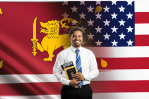 A hopeful Sri Lankan individual or family standing before a&hellip;