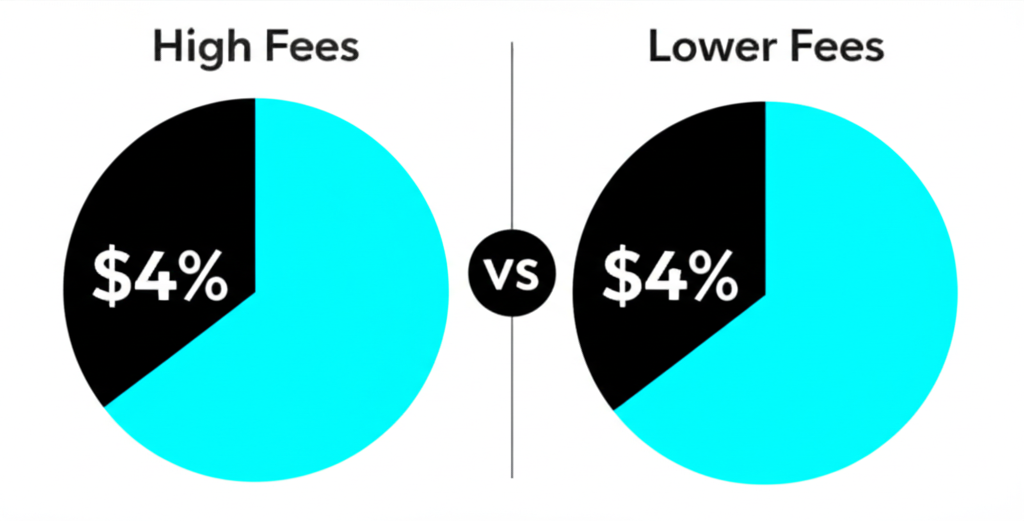 Comparison of fees between traditional remittance services and modern bank transfers.