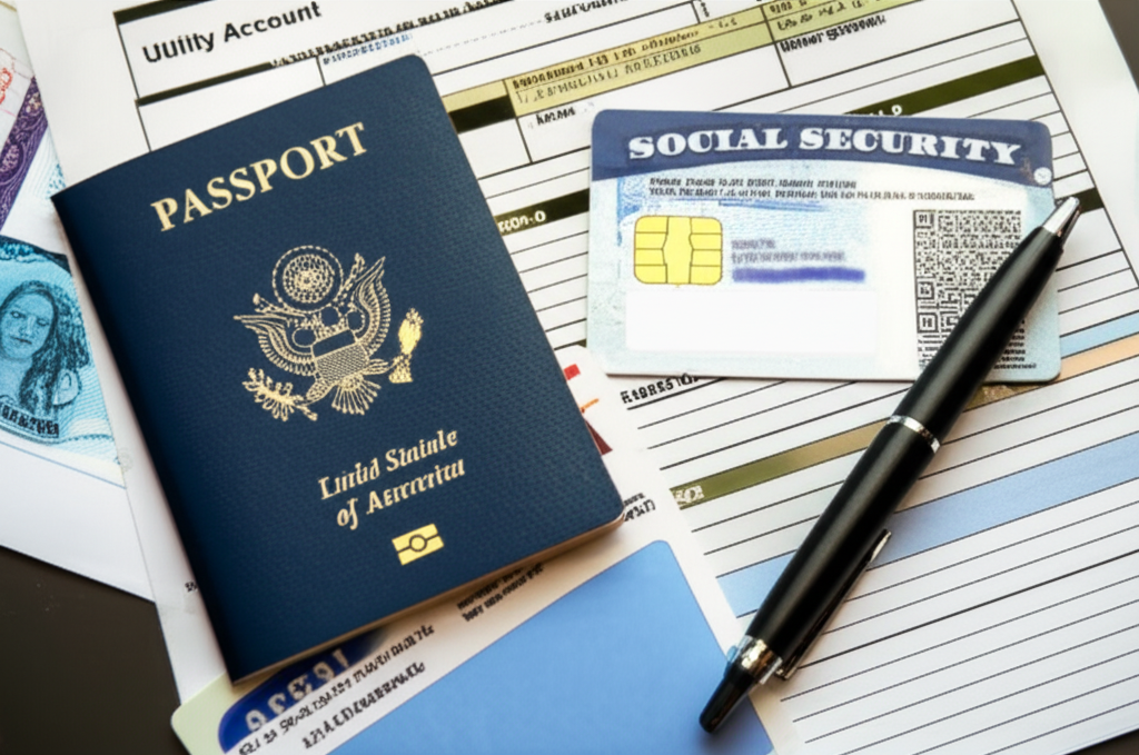 Required documents like a passport and proof of address for opening a US bank account.