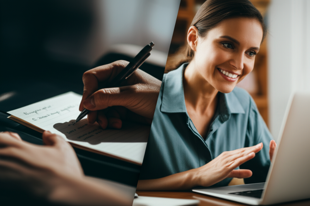 A person preparing negotiation scripts and then executing them confidently on a call.